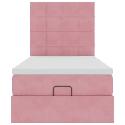 Ottoman-Bett mit Matratzen Rosa 100x200 cm Samt