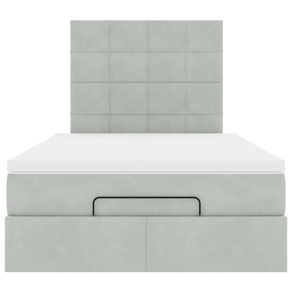 Ottoman-Bett mit Matratzen Hellgrau 120x190 cm Samt