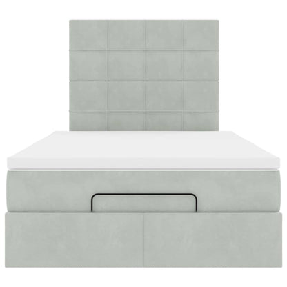 Ottoman-Bett mit Matratzen Hellgrau 120x190 cm Samt