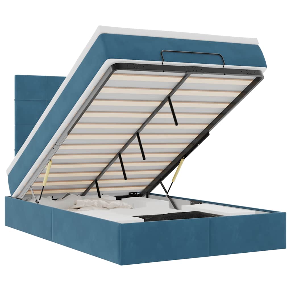 Ottoman-Bett mit Matratzen Dunkelblau 120x190 cm Samt