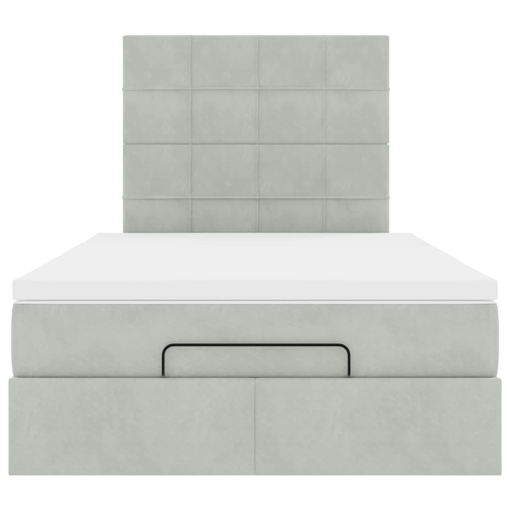 Ottoman-Bett mit Matratzen Hellgrau 120x200 cm Samt