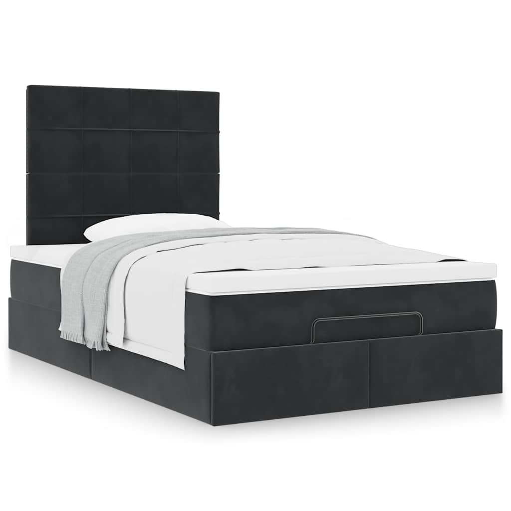 Ottoman-Bett mit Matratzen Schwarz 120x200 cm Samt