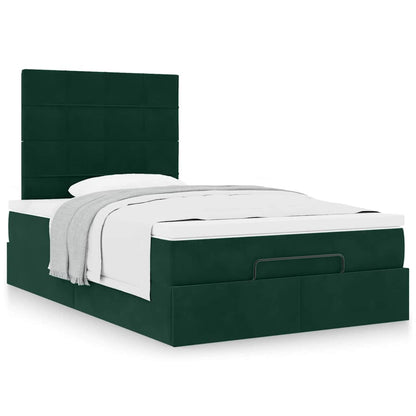 Ottoman-Bett mit Matratzen Dunkelgrün 120x200 cm Samt