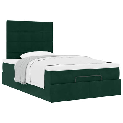 Ottoman-Bett mit Matratzen Dunkelgrün 120x200 cm Samt