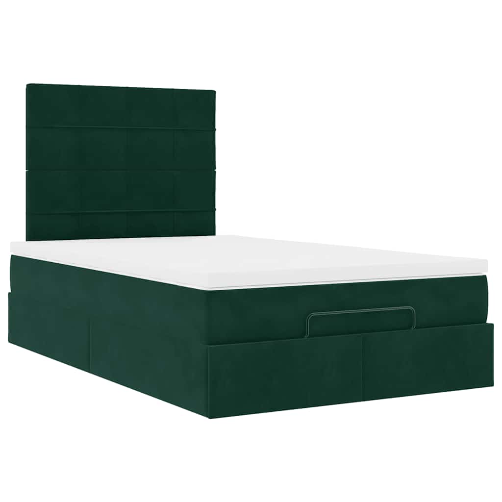 Ottoman-Bett mit Matratzen Dunkelgrün 120x200 cm Samt