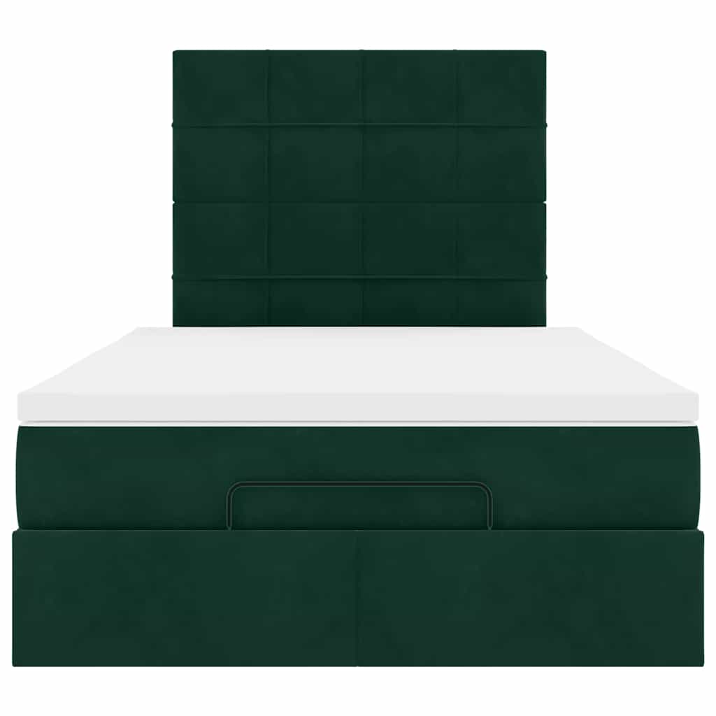 Ottoman-Bett mit Matratzen Dunkelgrün 120x200 cm Samt