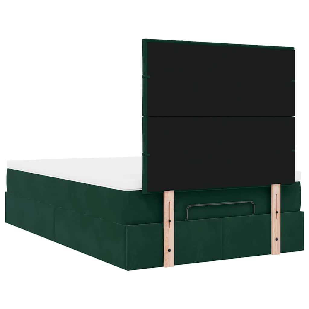 Ottoman-Bett mit Matratzen Dunkelgrün 120x200 cm Samt