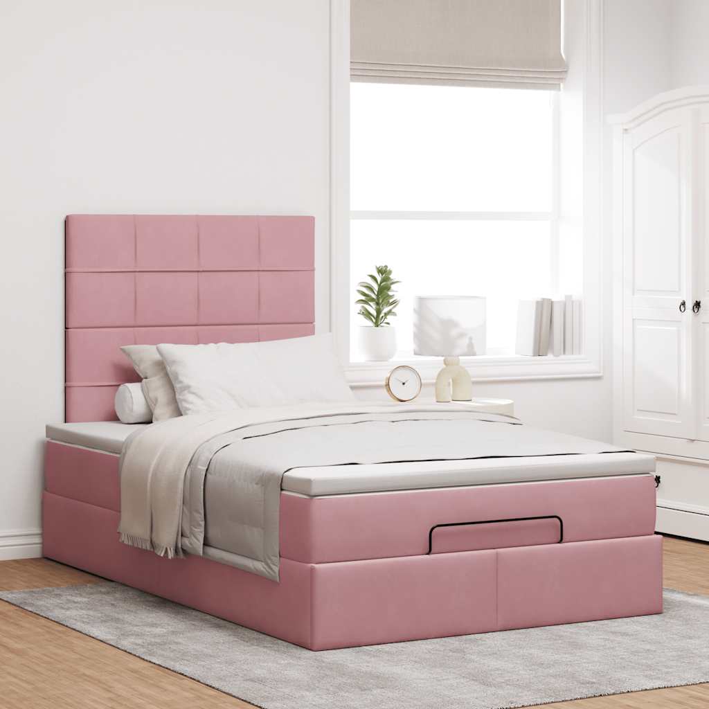 Ottoman-Bett mit Matratzen Rosa 120x200 cm Samt