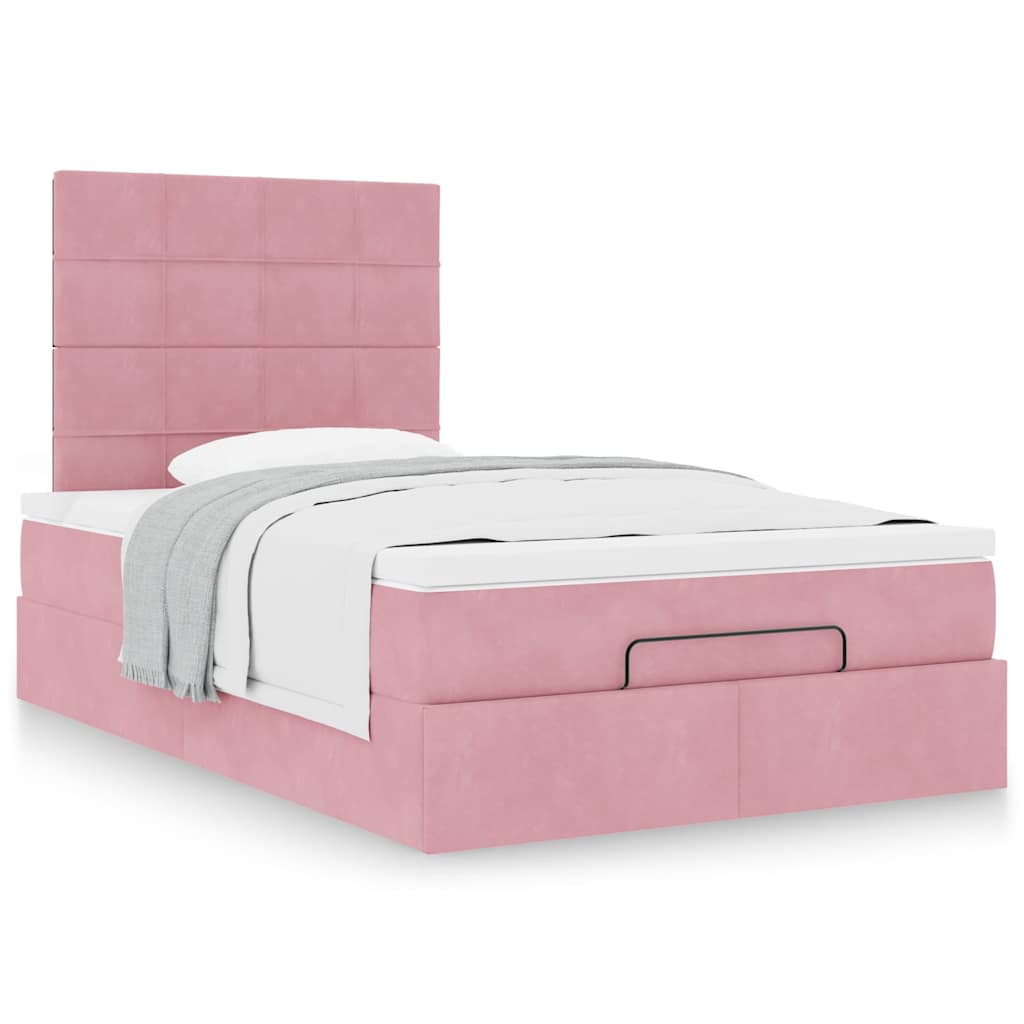 Ottoman-Bett mit Matratzen Rosa 120x200 cm Samt