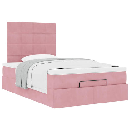 Ottoman-Bett mit Matratzen Rosa 120x200 cm Samt