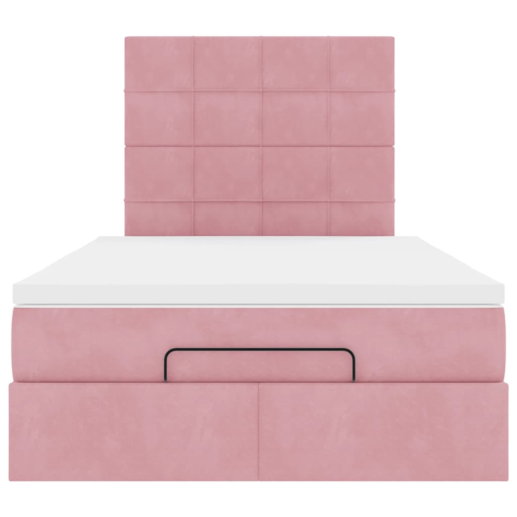 Ottoman-Bett mit Matratzen Rosa 120x200 cm Samt