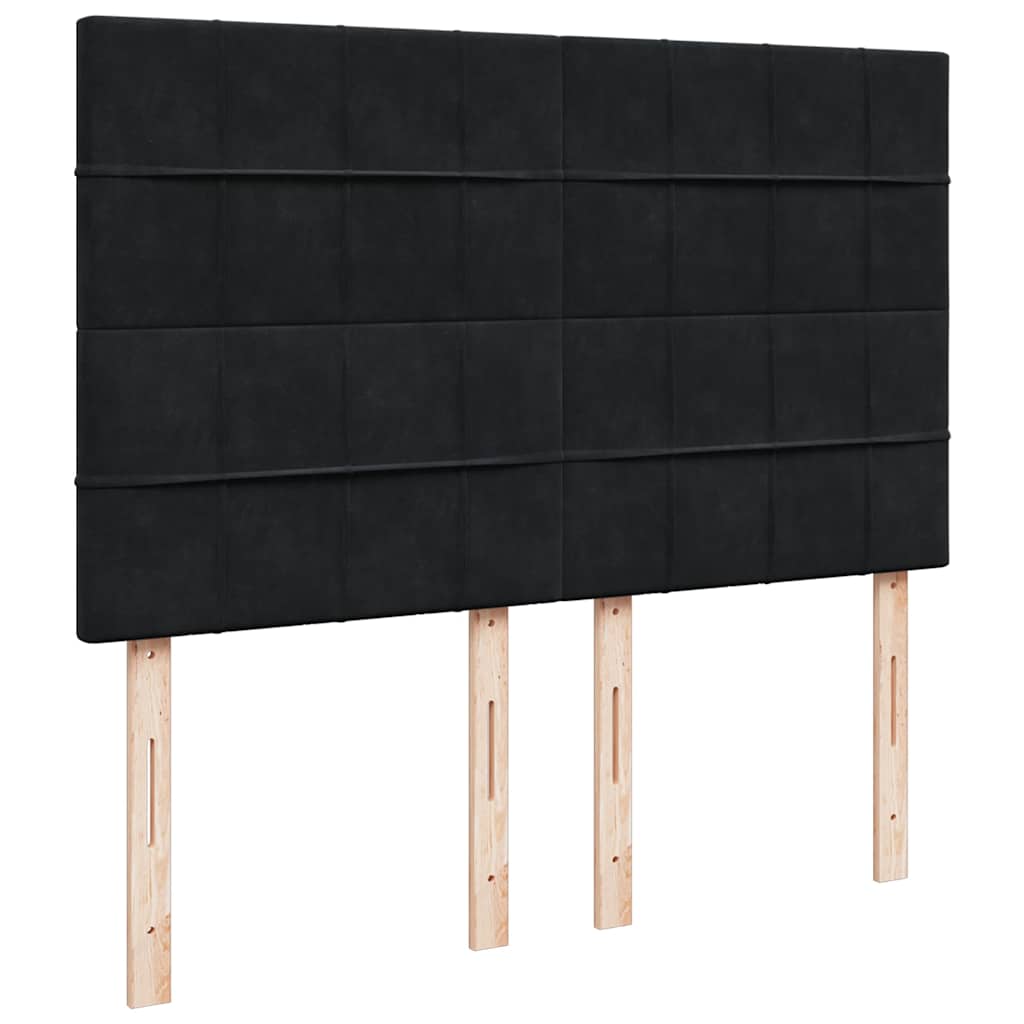 Ottoman-Bett mit Matratzen Schwarz 140x190 cm Samt