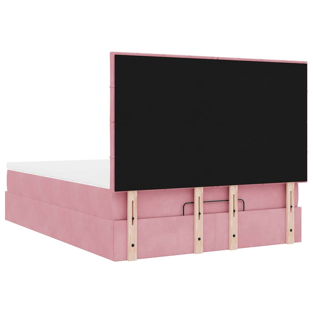 Ottoman-Bett mit Matratzen Rosa 140x190 cm Samt