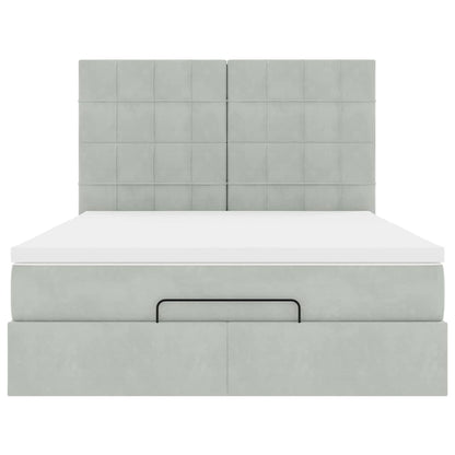 Ottoman-Bett mit Matratzen Hellgrau 140x200 cm Samt