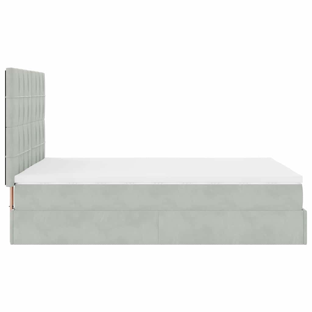 Ottoman-Bett mit Matratzen Hellgrau 140x200 cm Samt