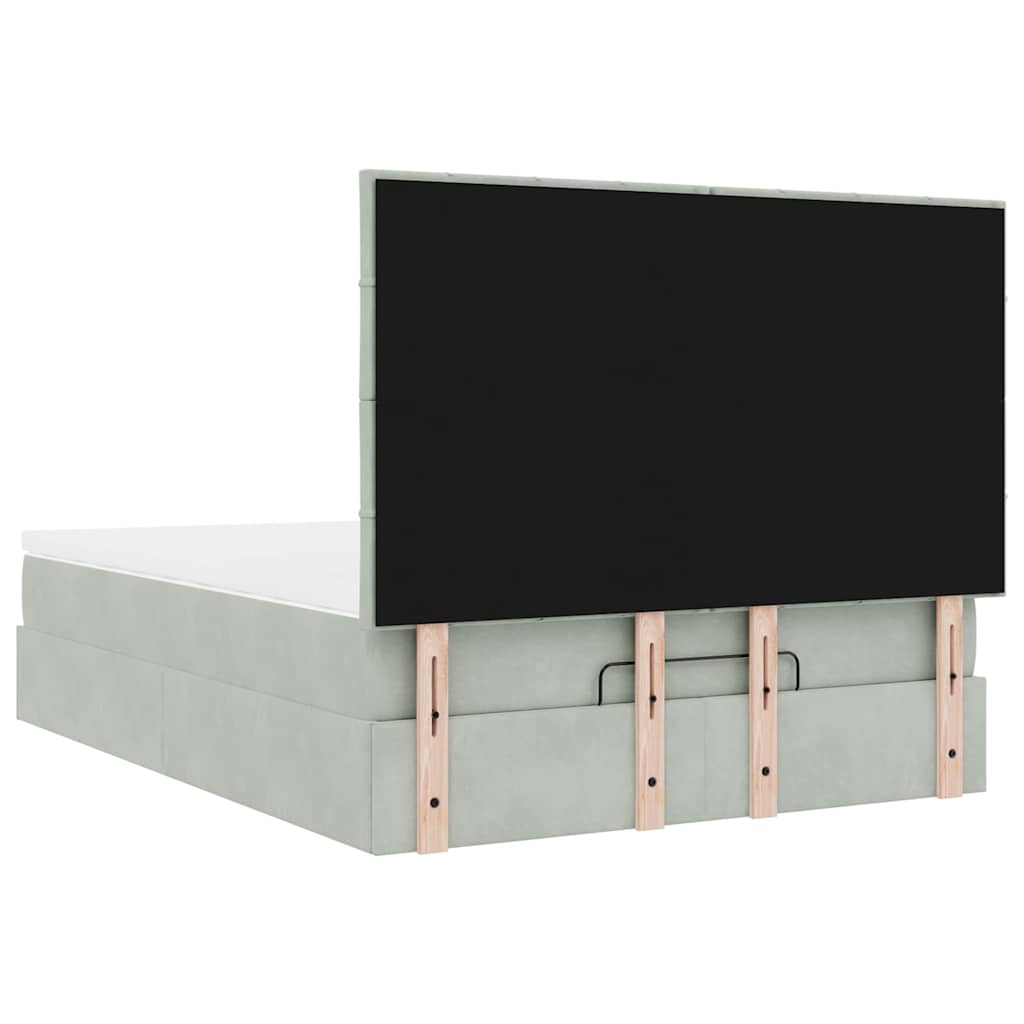 Ottoman-Bett mit Matratzen Hellgrau 140x200 cm Samt