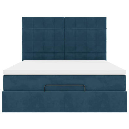 Ottoman-Bett mit Matratzen Dunkelblau 140x200 cm Samt
