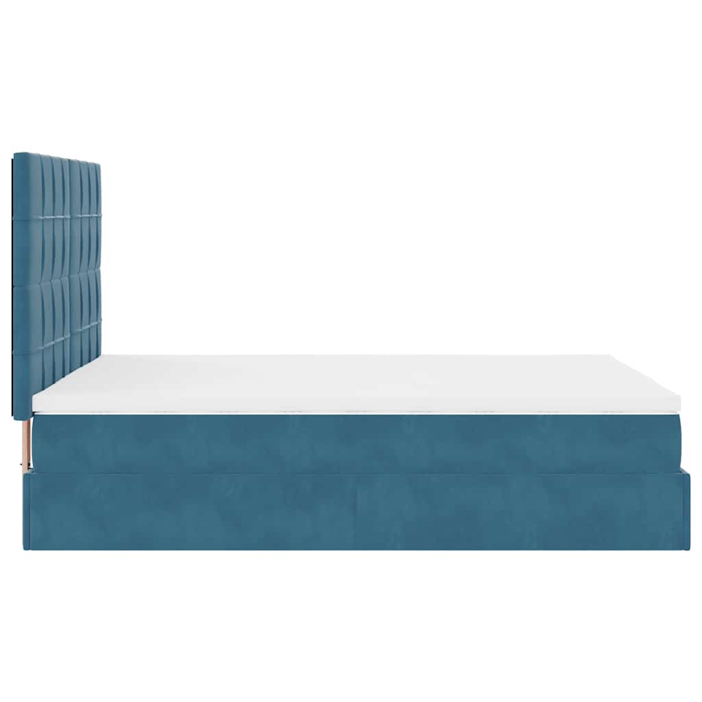 Ottoman-Bett mit Matratzen Dunkelblau 140x200 cm Samt
