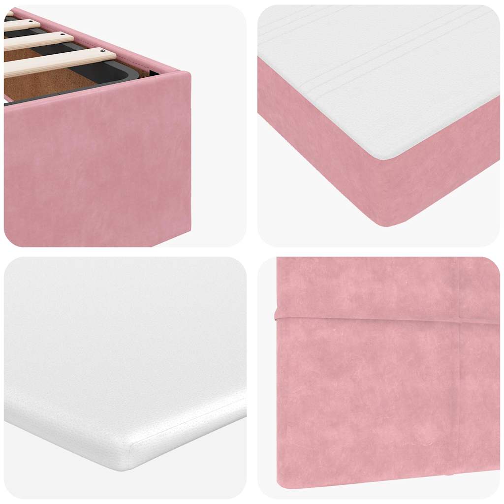 Ottoman-Bett mit Matratzen Rosa 140x200 cm Samt