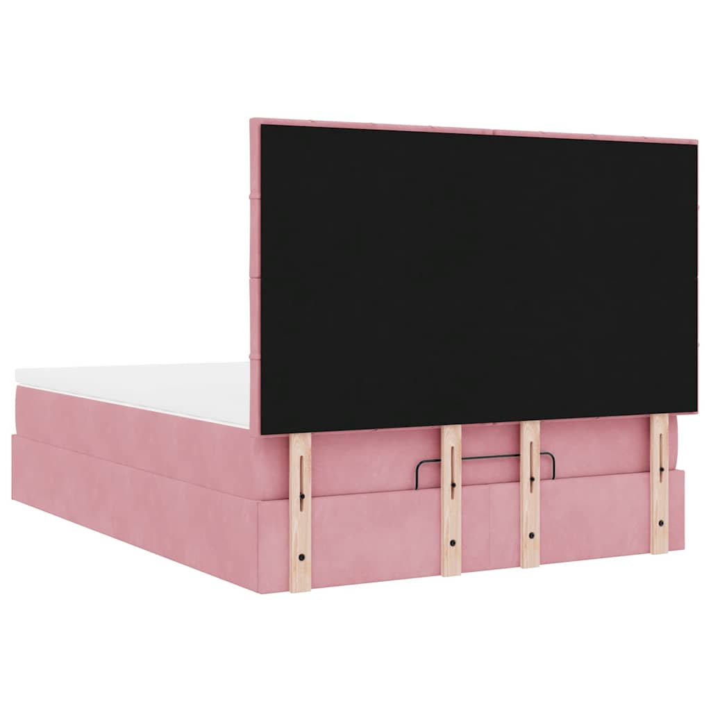 Ottoman-Bett mit Matratzen Rosa 140x200 cm Samt