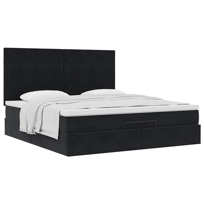 Ottoman-Bett mit Matratzen Schwarz 160x200 cm Samt