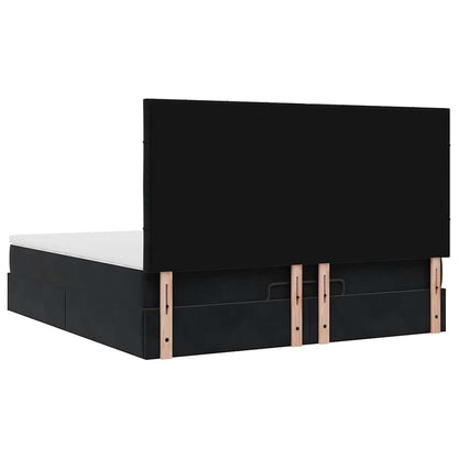 Ottoman-Bett mit Matratzen Schwarz 160x200 cm Samt