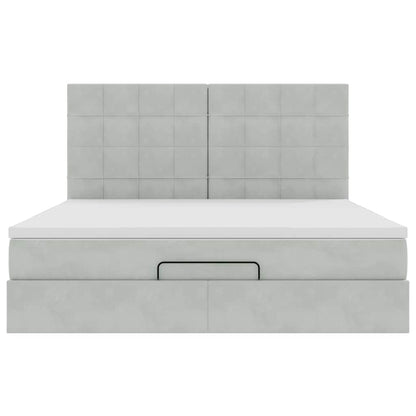 Ottoman-Bett mit Matratzen Hellgrau 180x200 cm Samt