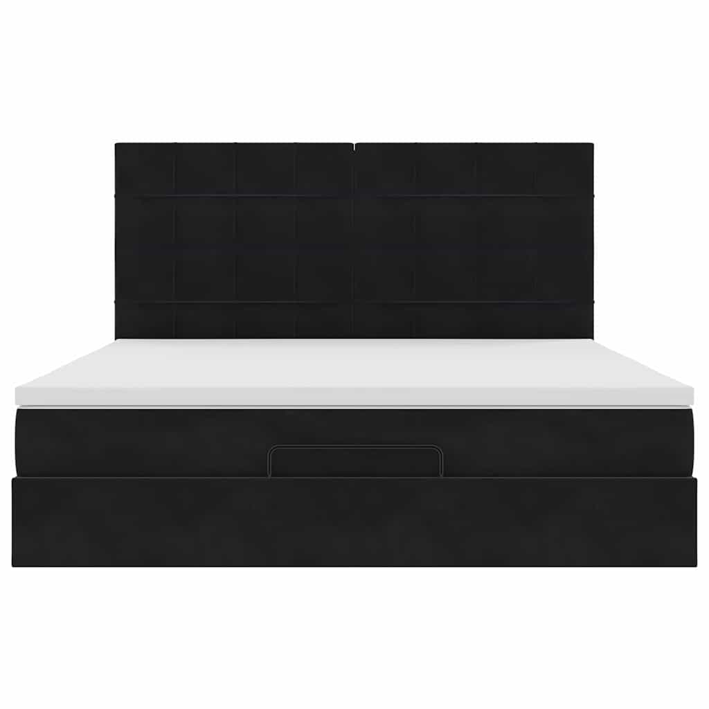 Ottoman-Bett mit Matratzen Schwarz 180x200 cm Samt
