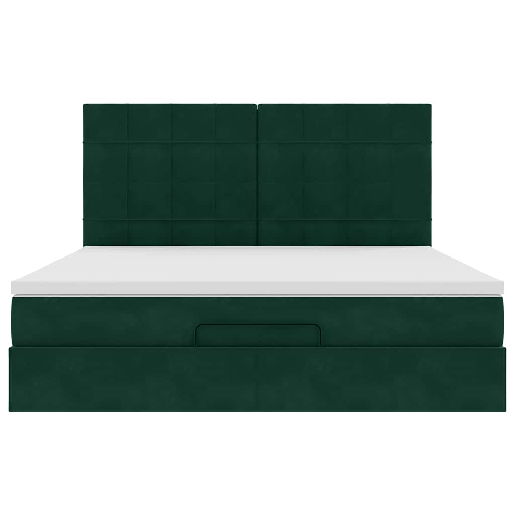 Ottoman-Bett mit Matratzen Dunkelgrün 180x200 cm Samt