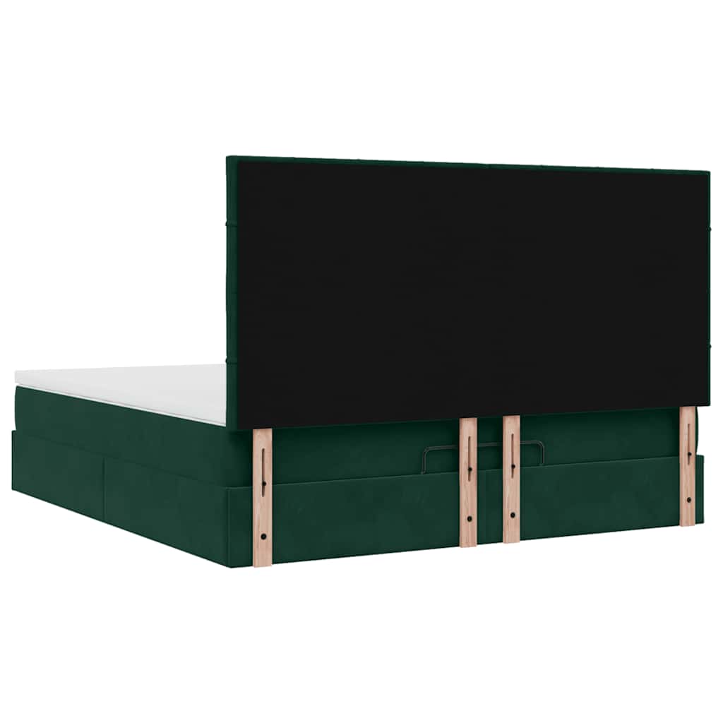 Ottoman-Bett mit Matratzen Dunkelgrün 180x200 cm Samt