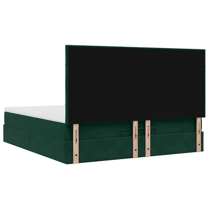 Ottoman-Bett mit Matratzen Dunkelgrün 180x200 cm Samt