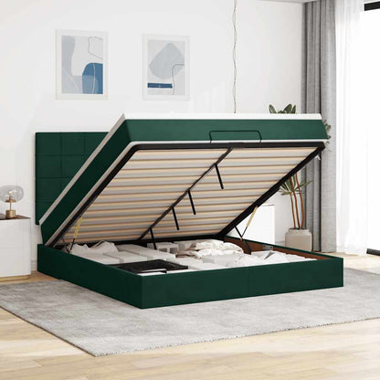 Ottoman-Bett mit Matratzen Dunkelgrün 180x200 cm Samt