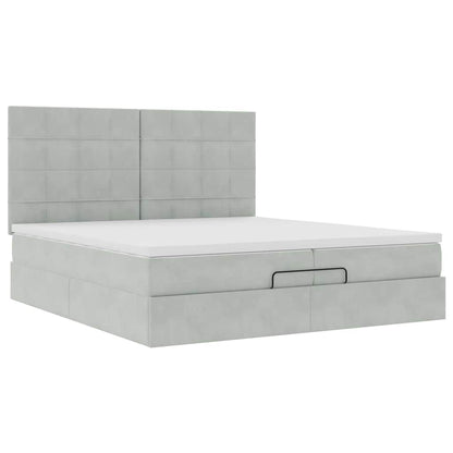 Ottoman-Bett mit Matratzen Hellgrau 200x200 cm Samt
