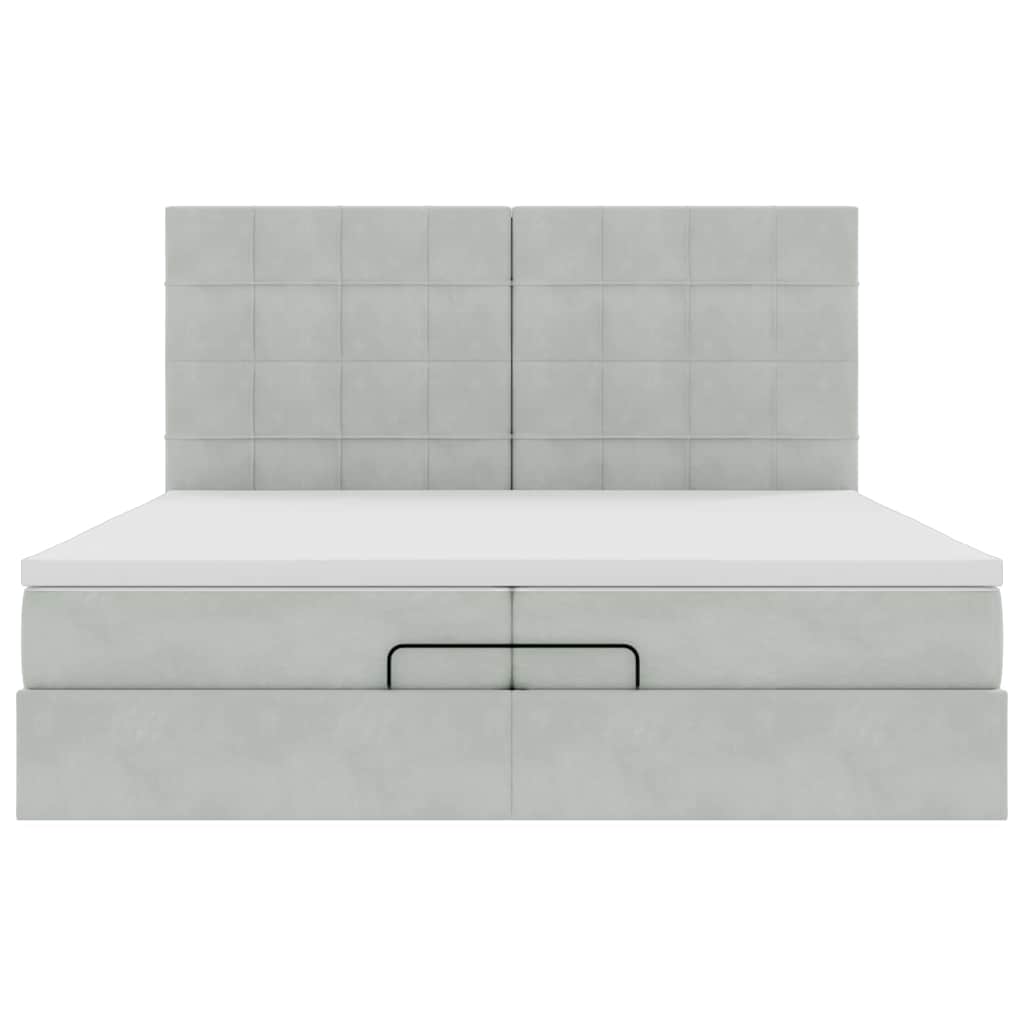 Ottoman-Bett mit Matratzen Hellgrau 200x200 cm Samt