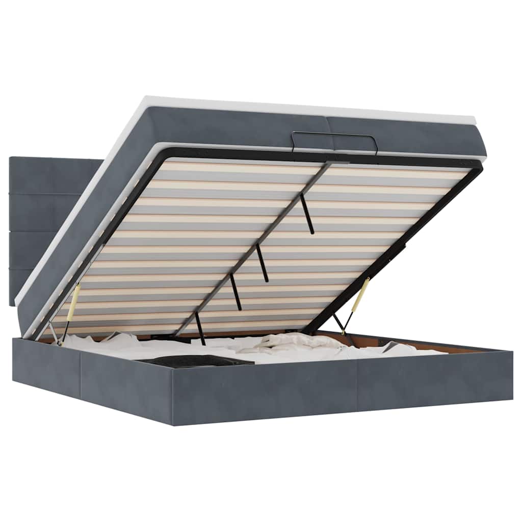 Ottoman-Bett mit Matratzen Dunkelgrau 200x200 cm Samt