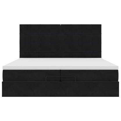 Ottoman-Bett mit Matratzen Schwarz 200x200 cm Samt