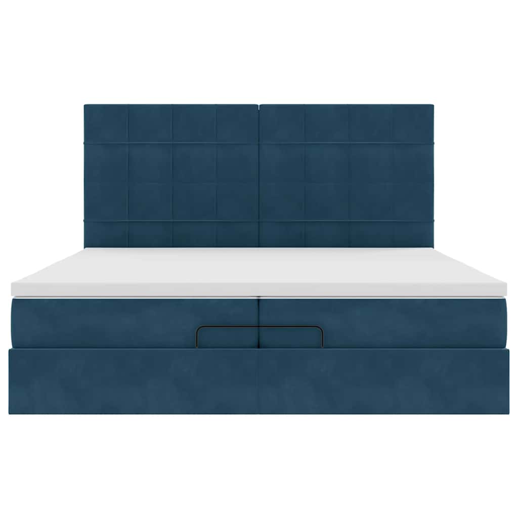 Ottoman-Bett mit Matratzen Dunkelblau 200x200 cm Samt