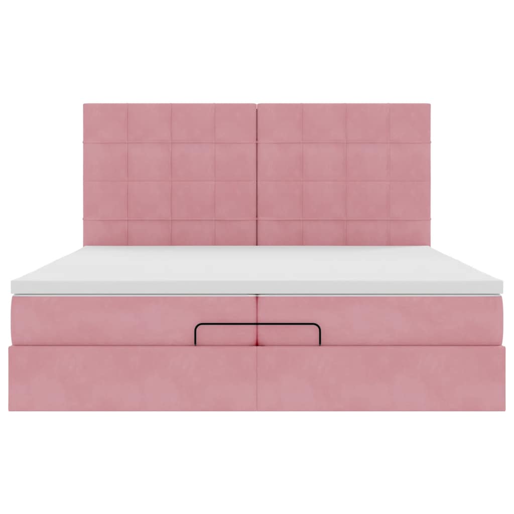 Ottoman-Bett mit Matratzen Rosa 200x200 cm Samt