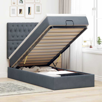 Ottoman-Bett mit Matratzen Dunkelgrau 80x200 cm Samt