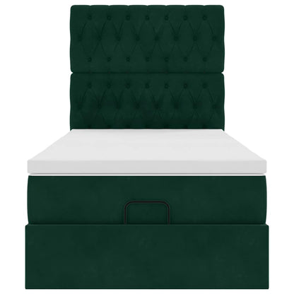 Ottoman-Bett mit Matratzen Dunkelgrün 80x200 cm Samt