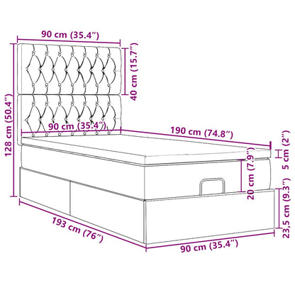 Ottoman-Bett mit Matratzen Dunkelblau 90x190 cm Samt
