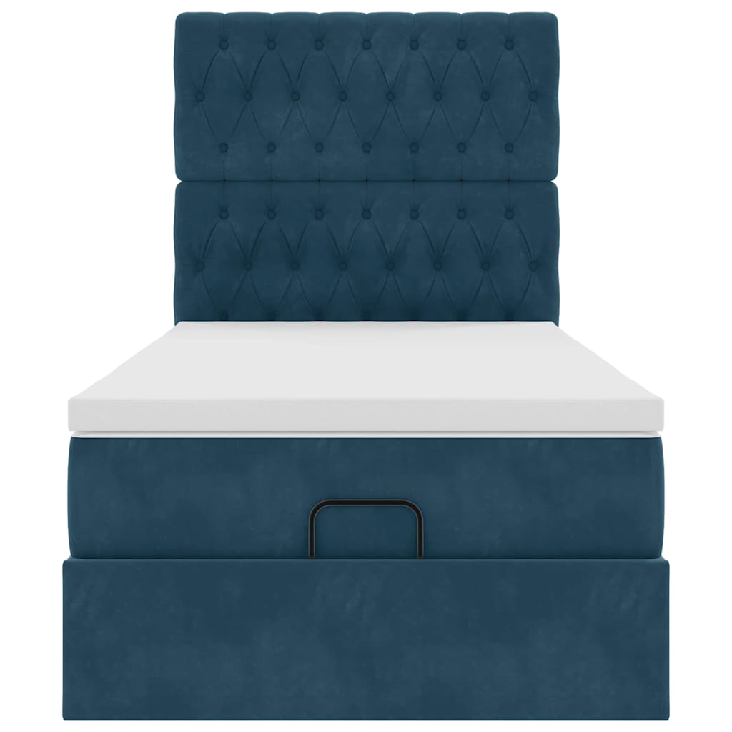 Ottoman-Bett mit Matratzen Dunkelblau 90x190 cm Samt