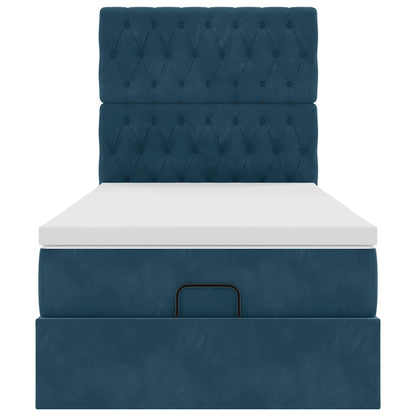 Ottoman-Bett mit Matratzen Dunkelblau 90x190 cm Samt