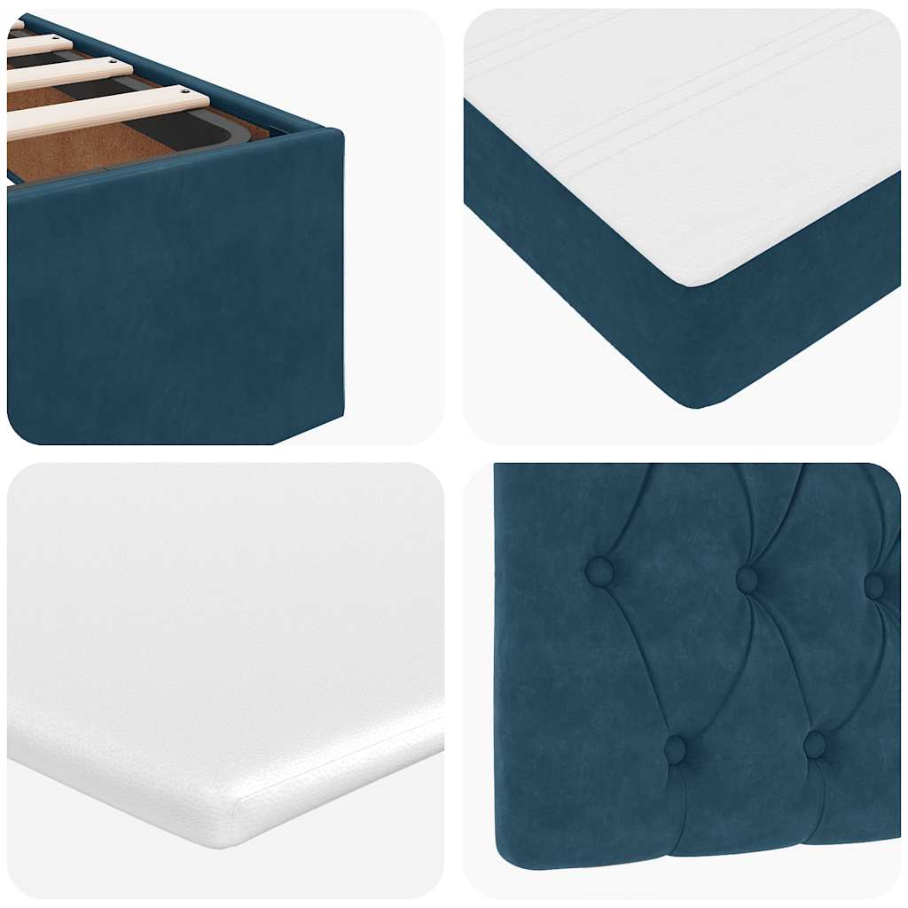 Ottoman-Bett mit Matratzen Dunkelblau 90x200 cm Samt