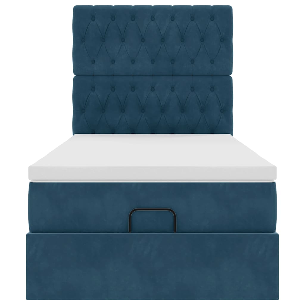 Ottoman-Bett mit Matratzen Dunkelblau 90x200 cm Samt
