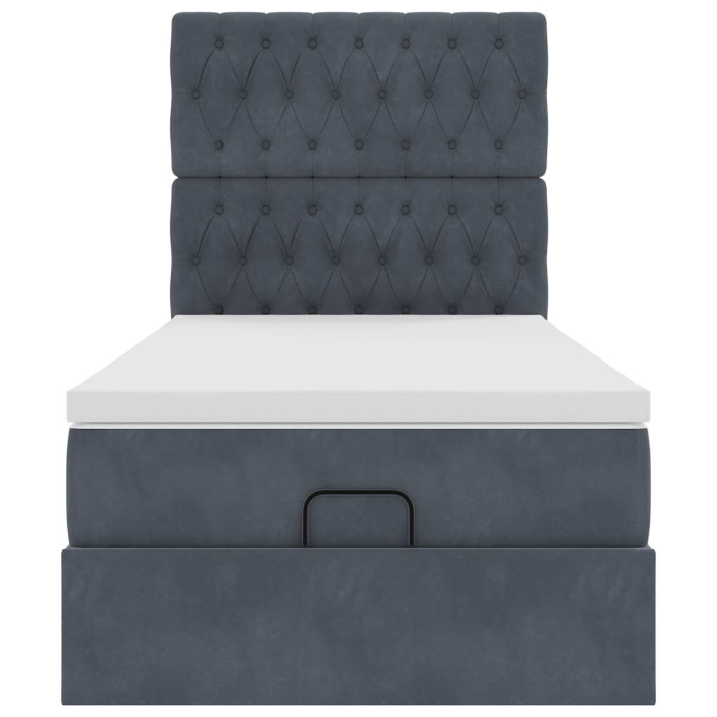 Ottoman-Bett mit Matratzen Dunkelgrau 100x200 cm Samt