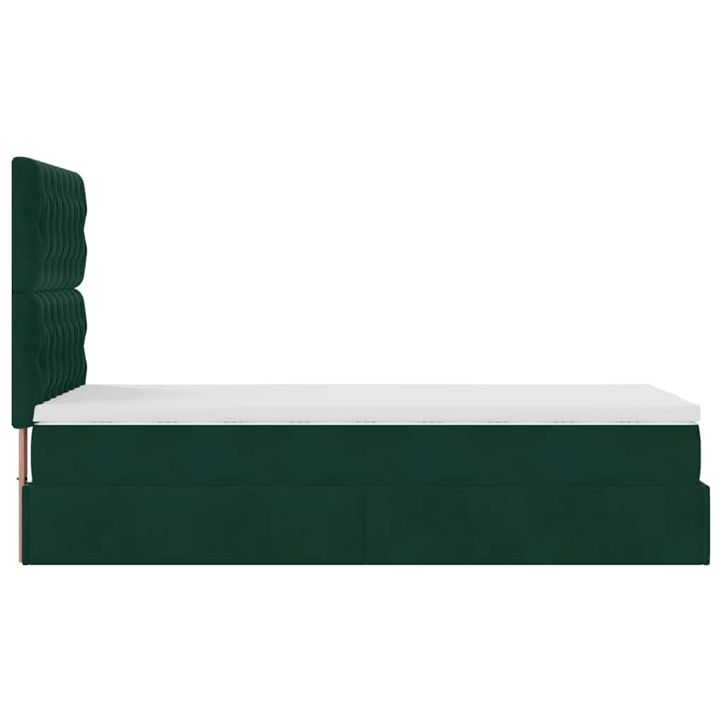 Ottoman-Bett mit Matratzen Dunkelgrün 100x200 cm Samt
