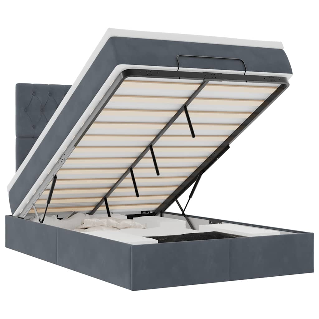 Ottoman-Bett mit Matratzen Dunkelgrau 120x190 cm Samt