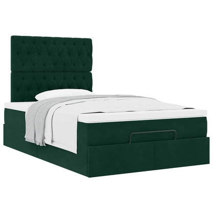 Ottoman-Bett mit Matratzen Dunkelgrün 120x200 cm Samt