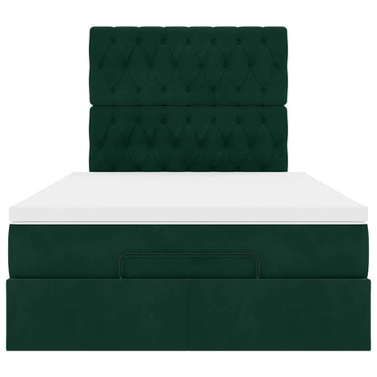 Ottoman-Bett mit Matratzen Dunkelgrün 120x200 cm Samt